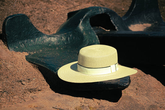 Women's Boater Straw Hat – Natural with Cream Band | Harbour Hat